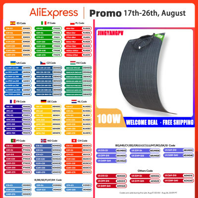 Panel Solar Flexible de 200W 100W 18V ETFE, Cargador de Batería de 12V con Película Anti-rotura en el Interior para Camping, RV, Barco