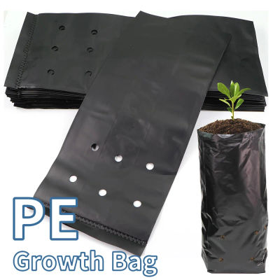 Paquete de 100 Bolsas de Cultivo Negras de PE Transpirables para Plántulas, Macetas para Cultivo de Plantas de Vivero, Contenedores para Trasplante de Árboles de Jardín y Huerto