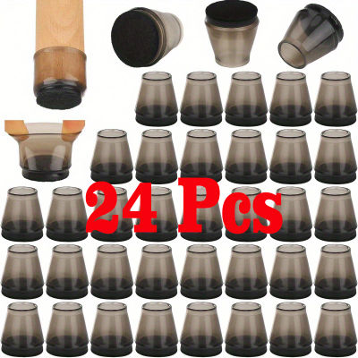 Protectores de suelo para patas de silla redonda, cubierta transparente de silicona para pies de mesa, Protector de suelo con botas antideslizantes de fieltro para muebles, 24 Uds.