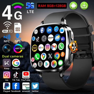 El reloj inteligente completo más nuevo de Android 13,0 Smartwatch 5G Netcom con 190 ° Cámara giratoria GPS Posición WIFI NFC 2100mAH Batería 2.4inch