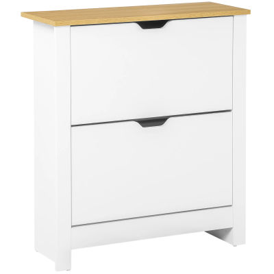HOMCOM Mueble para zapatos de 12 pares, zapatero estrecho con 2 estantes ajustables, estilo moderno