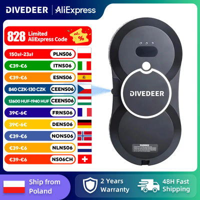 DIVEDEER-Robot de limpieza de ventanas con pulverizador de agua inteligente, limpiador de ventanas eléctrico de alta succión, aspirador de vidrio de doble cara