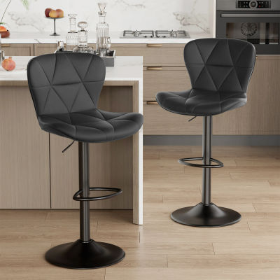 2 taburetes de bar PCS, 360 ° Tapicería giratoria de piel sintética, altura de mostrador ajustable, para bares, cocinas, muebles de restaurantes