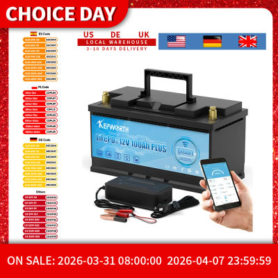 KEPWORTH Batería LiFePO4 de 12 V y 100 Ah, BMS Bluetooth integrado de 100 A, reemplazo perfecto para baterías de plomo-ácido para caravanas