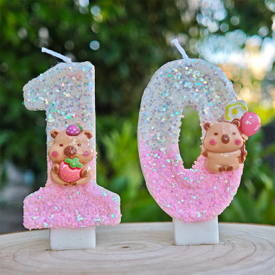 Nuevas velas de capibara, tema de decoración de pasteles, velas con números de 0 a 9, adorno para tarta, suministro de regalo para fiesta de cumpleaños y Baby Shower para niños