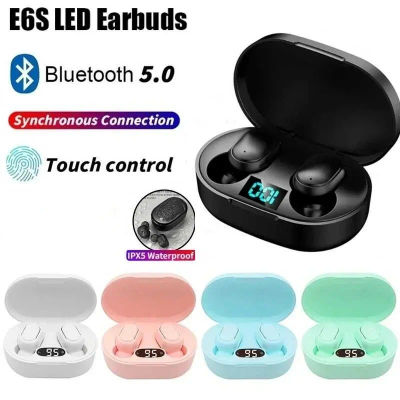 Auriculares Bluetooth con pantalla Digital y micrófono TWS E6S, auriculares inalámbricos Bluetooth con cancelación de ruido para Xiaomi Huawei Oppo