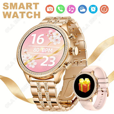 Reloj Inteligente de Lujo con Diamantes 2026, Reloj Inteligente para Mujer con Llamadas Bluetooth, Monitor de Ritmo Cardíaco, Monitoreo de Salud, Resistente al Agua R30Max
