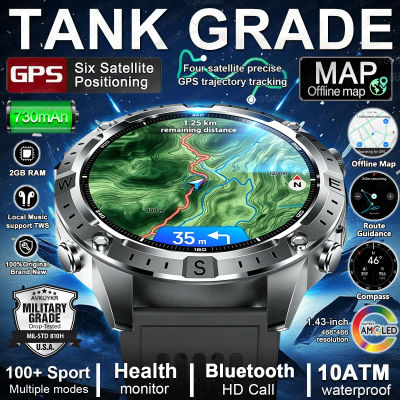 Nuevo Smartwatch 2026 con GPS Integrado, Mapa Offline, Resistencia al Agua 10ATM, 2GB de Música, Brújula, Llamadas Bluetooth, Fitness y Deportes para Hombre