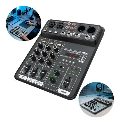 Mezclador de audio de 4 canales 48V Phantom Power USB Mezcladores de sonido de estudio Consola de DJ Bluetooth Mezcla para Karaok