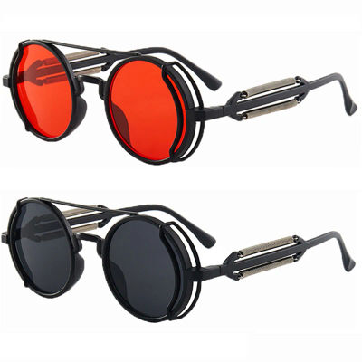 Gafas de sol Steampunk clásicas Retro UV400 diseño de montura redonda lentes de colores gafas góticas hombres mujeres gafas de sol Steampunk