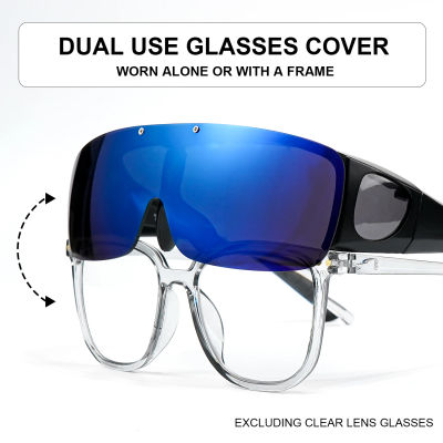 Gafas de sol extragrandes con protección UV400 y protectores laterales, para usar sobre gafas graduadas, ideales para conducir de noche y pescar.