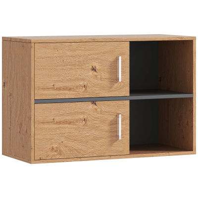 HOMCOM Armario de Baño de Pared con Compartimentos Abiertos y 2 Puertas Mueble de Baño Moderno 80x35x57,5 cm Natural