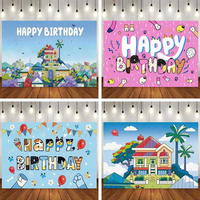 Fondo de Dibujos Animados de Casa de Perro Azul, Decoración para Fiestas de Cumpleaños, Cielo Azul, Nubes Blancas, Banner para Niños y Niñas, Baby Shower