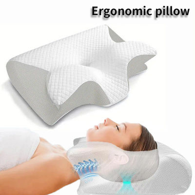 Nueva almohada ergonómica de espuma viscoelástica 2 en 1 que ayuda a dormir, protege el cuello, almohada ortopédica para el cuello de viaje para dormir en casa