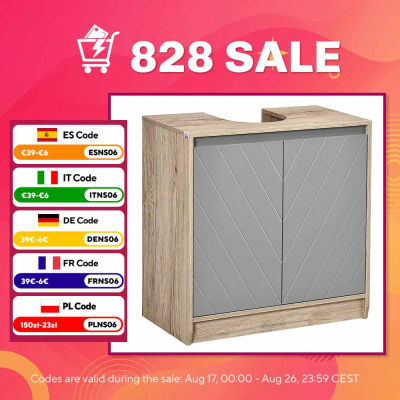 HOMCOM Mueble para Debajo del Lavabo con Estante Ajustable 60x30x59,8 cm