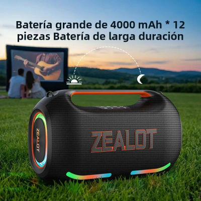 ZEALOT-ZE41 Altavoz Bluetooth Inalámbrico TWS de 250W de Alta Potencia, Subwoofer, Alto Volumen, Impermeable, Portátil, con Batería Externa, Sonido HIFI