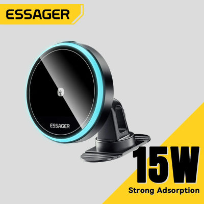 Essager 15W soporte magnético inalámbrico para teléfono de coche ajustable 360 grados cargador de coche para iPhone15 14 13 Pro Samsung teléfono Universal