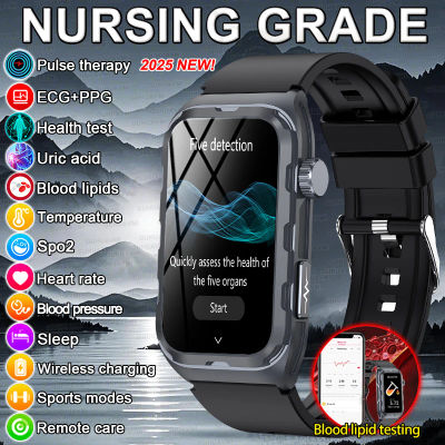 2025 nuevo grado de enfermería ECG + PPG terapia de pulso Smartwatch hombres sangre lípido ácido úrico Bluetooth llamada pulsera de salud para Android iOS