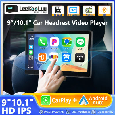 Leekooluu-Monitor multifuncional para reposacabezas de TV de coche, reproductor de vídeo con pantalla táctil IPS, Carplay, Android Auto, 9 pulgadas, para asiento trasero