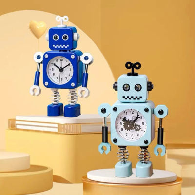 Reloj despertador robot, reloj despertador sin tictac con luces oculares intermitentes y brazo giratorio, regalo para niños, decoración divertida para escritorio