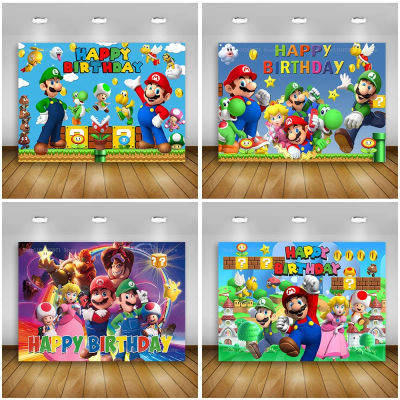 Decoración de Fondo para Fiesta de Super Mario Bros, Banner de Cumpleaños con Temática de Videojuegos, Póster para Baby Shower, Fondo para Estudio Fotográfico