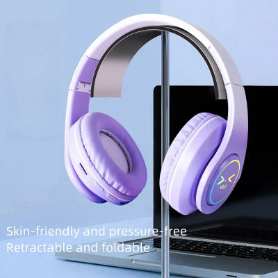 Auriculares inalámbricos con Bluetooth para ordenador, audífonos originales RGB con cara sonriente brillante, reducción de ruido, para videojuegos, deporte de graves para niña