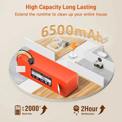 Batería de repuesto para aspiradora robótica 2P4S 14.4V 6500mAH 12800mAh para Xiaomi Roborock S55 S60 S65 S50 S51 S5 MAX S6
