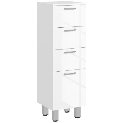 Mueble de Baño Independiente Kleankin - 4 Cajones y Base Elevada, Cómoda para Baño, Sala de Estar o Dormitorio, 30X30X93Cm, Blanco