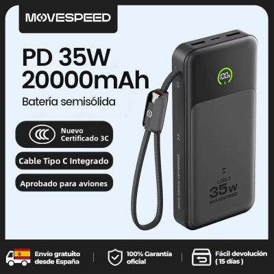 【CCC】MOVESPEED P20 Batería Externa con Forma de Cuchilla, 20000mAh, Carga Rápida de 35W, Cargador Externo para iPhone 17Pro Samsung