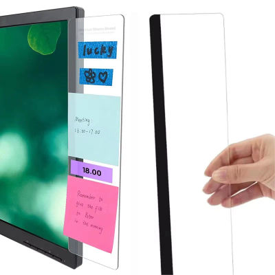 1 pieza de tablero de notas con clip para notas, soporte adhesivo para mensajes en el lado izquierdo/derecho del monitor, panel de pantalla de computadora para accesorios de escritorio de oficina en
