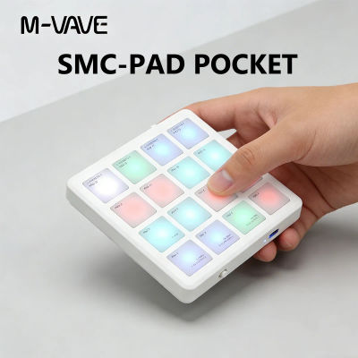 Controlador MIDI Inalámbrico de Bolsillo M-VAVE SMC-PAD - 16 Pads RGB, Bluetooth, Portátil con Batería para Producción Musical