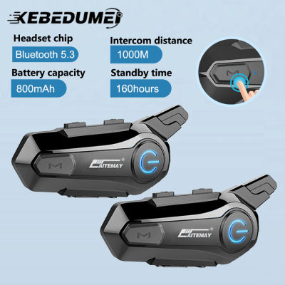 Intercomunicador Bluetooth para Casco de Motocicleta 1/2x V5.3, Intercomunicador para Moto con Función de Compartir Música, 1000M, Reducción de Ruido