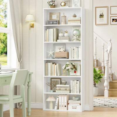 Getone 180cm Librería de 6 Niveles, Libreria Estanteria, Estantería de Libros, Organizador con Compartimentos, Mueble Estantería para Salón