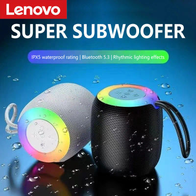 Mini altavoz Bluetooth Lenovo, altavoz subwoofer inalámbrico resistente al agua con luces LED rítmicas, cordón portátil para fiestas al aire libre