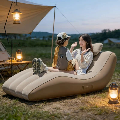 Sillón Inflable Portátil para Exteriores - Sofá Impermeable para Camping con Almohada y Asa, Apto para Playa y Jardín