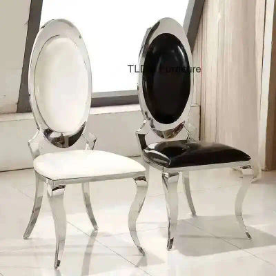 Comedor moderno de acero inoxidable, muebles de habitación americana, sillas de comedor de acero, respaldo Simple para sala de estar, silla de restaurante europea