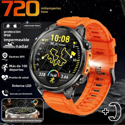 2026 GPS Smartwatch para hombres 1,7 pantalla HD reloj inteligente militar linterna IP68 impermeable 100 modos deportivos 720mAh batería grande