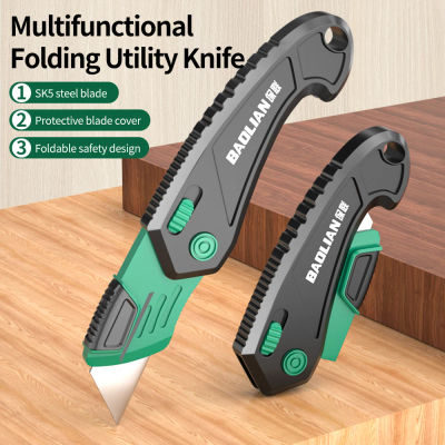 Cuchillo plegable para arte, cuchillo para cortar cuero y alfombras, multifuncional, anti-impactos, que ahorra trabajo, específico para el hogar y la oficina.