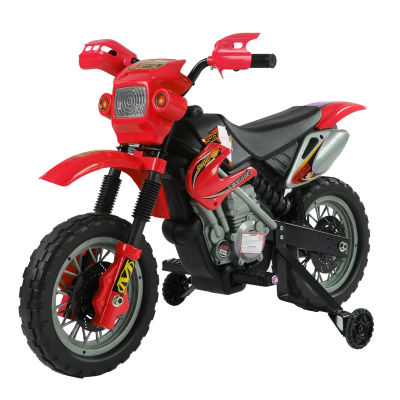 HOMCOM Moto Electrica Infantil Bateria 6V Recargable Niños 3+ Años Cargador y Ruedas Apoyo