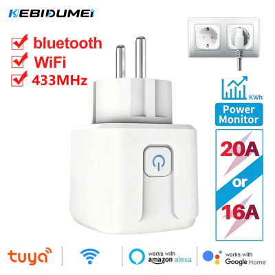 KEBIDUMEI Enchufe Inteligente WiFi Tuya 433MHz Enchufe Europeo Control Remoto 16/20A Monitor de Energía Smart Life Home Google Assistant Alexa