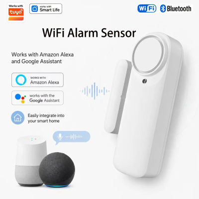 Sensor de Puerta y Ventana con Alarma WiFi y Bluetooth Tuya, Sensor de Contacto de Seguridad para el Hogar Inteligente, Compatible con Alexa y el Asistente de Google