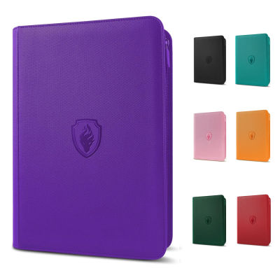 Carpeta de tarjetas con cremallera de 9 bolsillos, libro porta tarjetas comerciales 360, carpeta con cremallera de cubierta de PU de primera calidad para tarjetas, tarjeta de carga lateral duradera
