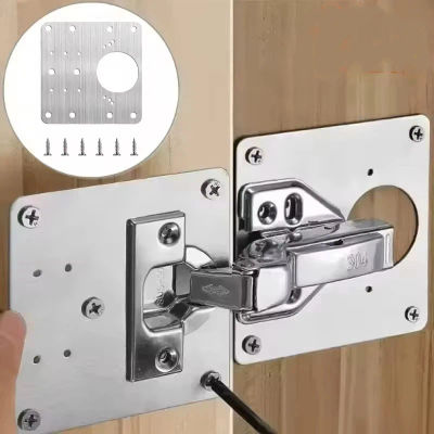 Placa de Reparación para Bisagras de Gabinete de Acero Inoxidable, Placa de Montaje para Bisagras de Puerta con Tornillos, Accesorios de Ferretería para Muebles