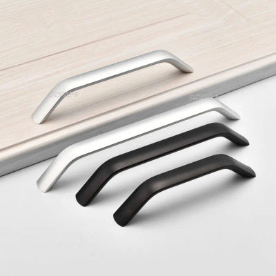 Manijas semicirculares para muebles de cocina, manijas de aluminio modernas para cajones, herrajes, color negro y plateado