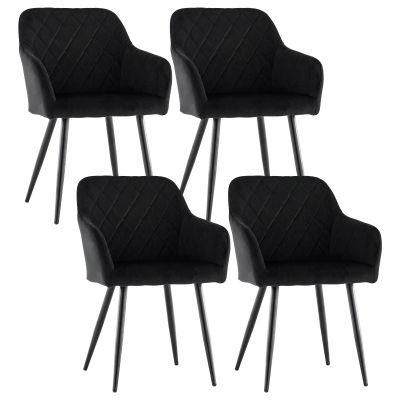 Juego de 4 Sillas de Comedor Tapizadas en Terciopelo con Reposabrazos para Cocina, Muebles de Comedor de Estilo Moderno