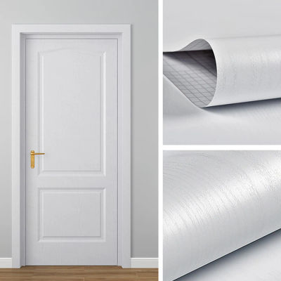 Papel tapiz autoadhesivo de grano de madera blanco puro, pegatina de pared de renovación de puertas de muebles de dormitorio de vinilo PVC impermeable para armario
