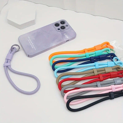 Cordón corto ajustable para teléfono móvil, parche colorido Universal, correa para muñeca, cuerda de mano para accesorios de funda de teléfono móvil, 1 ud.
