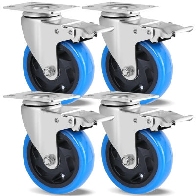 Juego de 4 ruedas giratorias de 100 mm con freno, ruedas resistentes, capacidad de carga 600 kg, sin rastros ni ruedas silenciosas para muebles