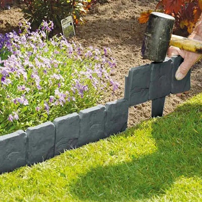 Valla de jardín de 5-10 Uds., estaca de soporte para plantas de piedra de imitación, borde decorativo para exteriores, valla para plantas de paisaje de patio de césped DIY