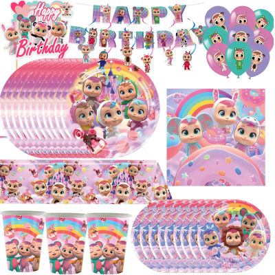 Decoraciones para Fiesta de Cumpleaños con Temática de Bebés Llorones, Juego de Vajilla, Platos, Globos, Pancarta, Mantel, Fondo, Artículos para Baby Shower